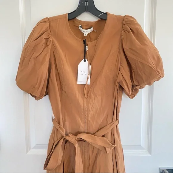 Anthropologie English Factory Short-Sleeve Tie-Waist Midi Dress Sz M NWT - Picture 4 of 5